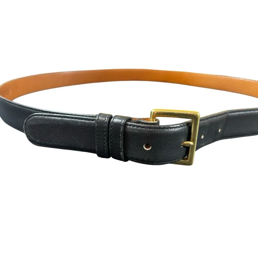 Coach Black Leather Belt Brass Buckle USA Glove Tanned Cowhide Sz 42 105cm